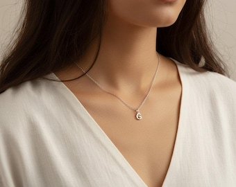 Mini Bubble Initial Necklace - Silver- 20 inch