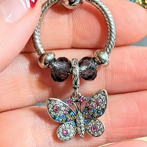 Butterfly Sterling Silver Toggle Charm Necklace, 20 inches - - LadybugfeetDesigns -