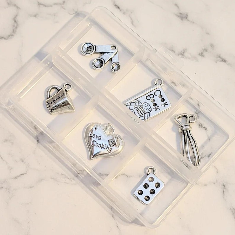 I Love Cooking Mini Charm Box - 6 pc., Silver - - LadybugfeetDesigns -