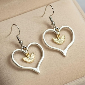 Two-Tone Bat Heart Earrings - - LadybugfeetDesigns -
