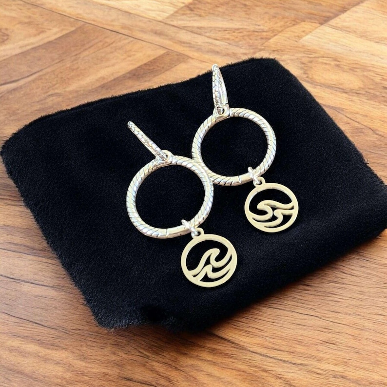 Sterling Double Hoop Sterling Wave Earrings, 3 in 1 Hoops - - LadybugfeetDesigns -