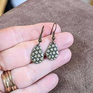Antique Bronze Crocodile Tears Earrings - - LadybugfeetDesigns -