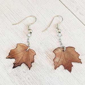 Maple Leaves Dangle Earrings, Silver - - LadybugfeetDesigns -