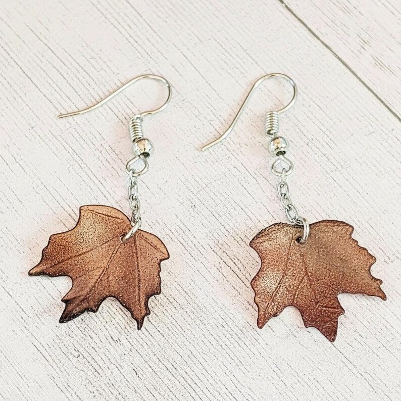 Maple Leaves Dangle Earrings, Silver - - LadybugfeetDesigns -