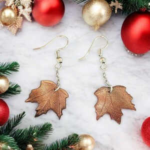 Maple Leaves Dangle Earrings, Silver - - LadybugfeetDesigns -