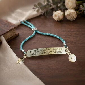 Possibility Begins with Imagination adjustable bolo bracelet - - LadybugfeetDesigns -