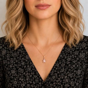 Pink Turtle Necklace, 20 Inches - Rose Gold - - LadybugfeetDesigns -