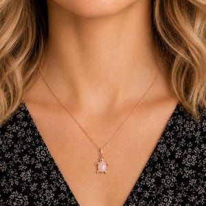 Pink Turtle Necklace, 20 Inches - Rose Gold - - LadybugfeetDesigns -