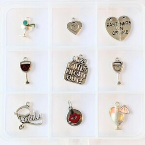 Girl's Night Out Charm Box - 9 pc., Silver - - LadybugfeetDesigns -
