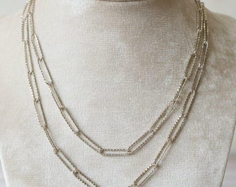 Diamond Cut Paperclip Chain necklace, Silver - 18- 24 inch