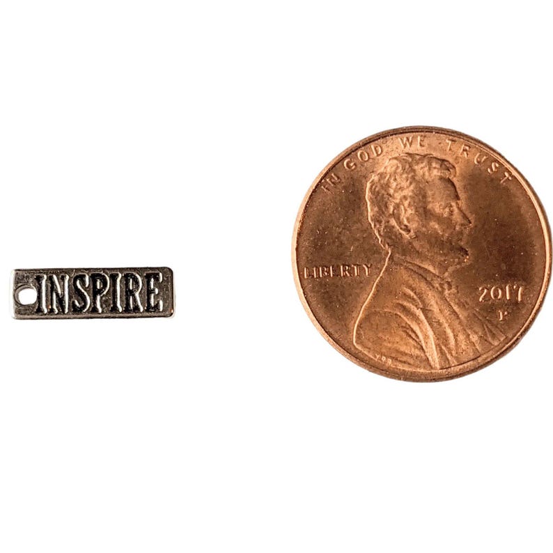 Silver Inspire Tag Charm - - LadybugfeetDesigns -