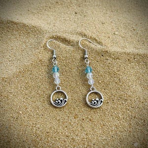 Ocean Wave Crystal Earrings - - LadybugfeetDesigns -