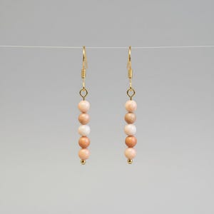 Pink Jasper Beaded Hook Earrings, Gold - - LadybugfeetDesigns -