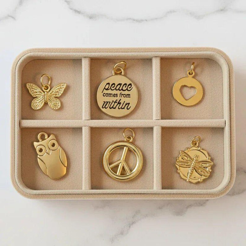 Peace Comes from Within Mini Charm Box - 6 pc., Gold - - LadybugfeetDesigns -