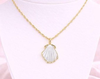 Collar de concha de vieira natural, dorado, 45,7 a 60,9 cm