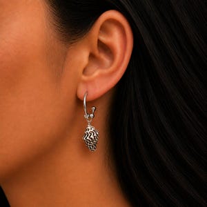 Genuine Conch Shell II Hoop Earrings, Silver - 16mm - - LadybugfeetDesigns -