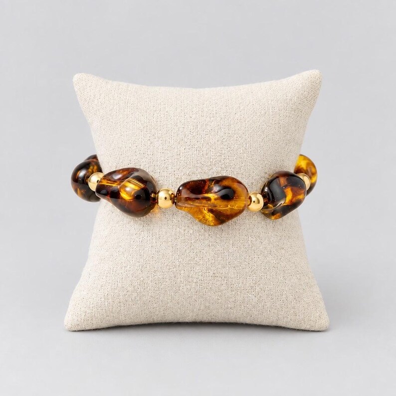 Leopard Print Chunky Bead Bracelet - - LadybugfeetDesigns -