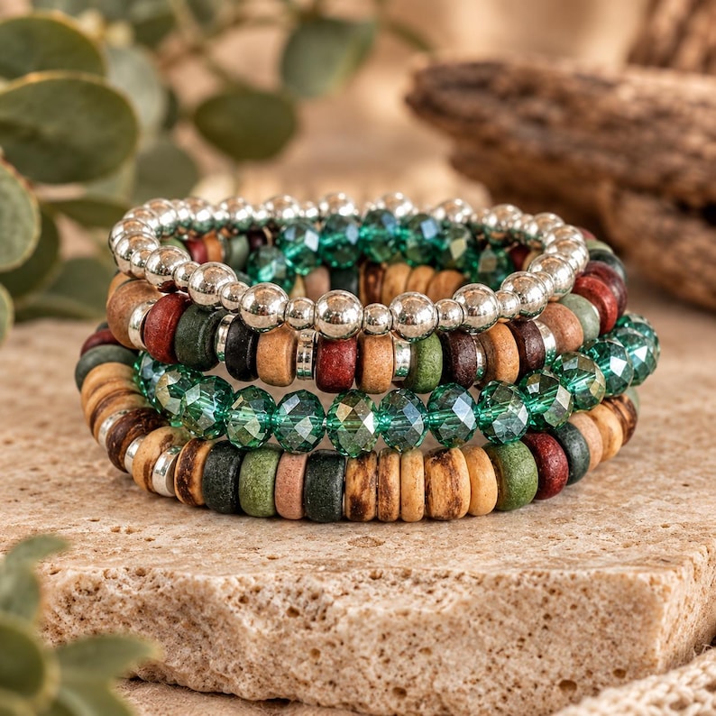 Multi Colored Stretch Bracelet Stack - - LadybugfeetDesigns -