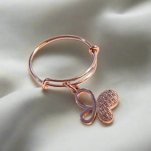 CZ Rose Gold Butterfly Ring 5-7 - - LadybugfeetDesigns -