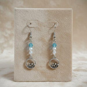 Ocean Wave Crystal Earrings - - LadybugfeetDesigns -