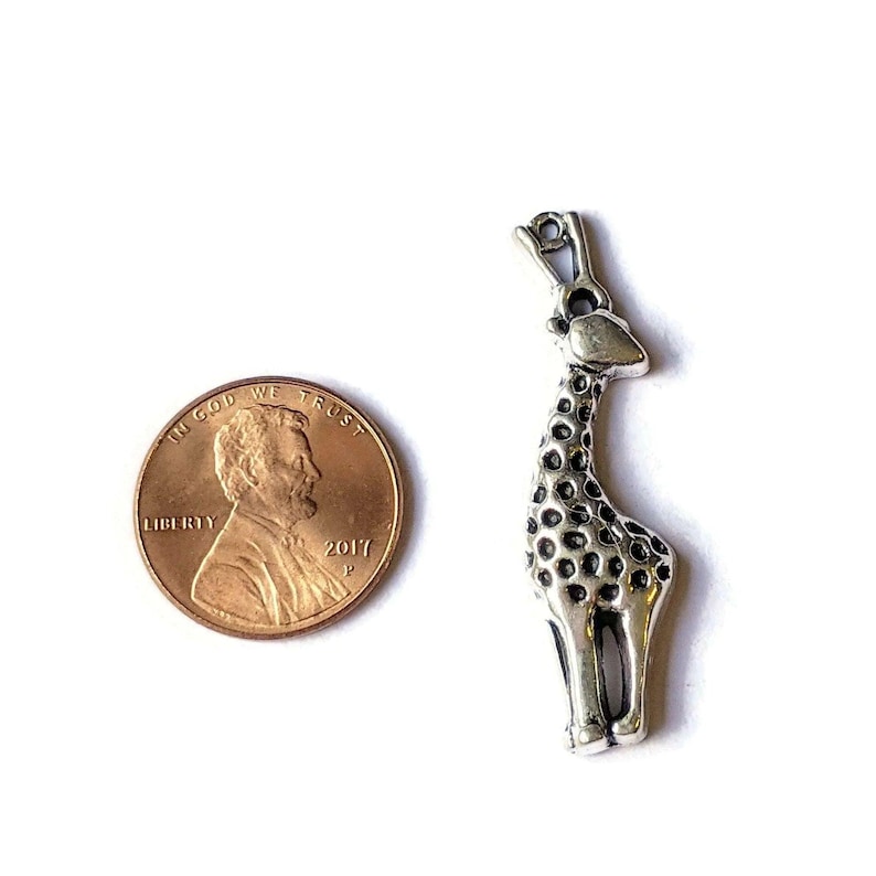 Silver Large Giraffe Charm Pendant - - LadybugfeetDesigns -