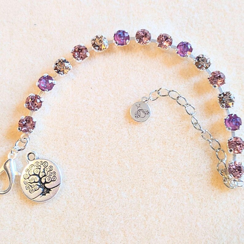 Pink Tree of Life Faceted Crystal Bracelet - - LadybugfeetDesigns -