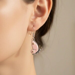 Rustic Butterfly Hook Earrings, Silver - - LadybugfeetDesigns -
