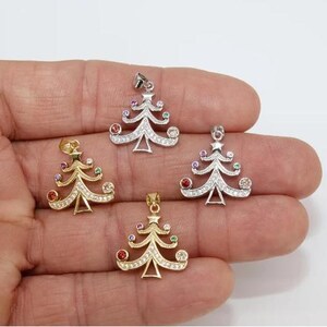 Christmas Tree Rhinestone necklace, 20 inch - - LadybugfeetDesigns -
