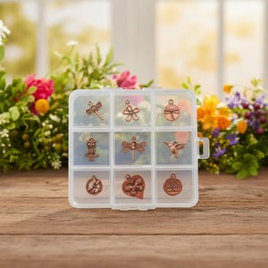 Boho Nature Charm Box - 9 pc., Rose-Gold/Copper - - LadybugfeetDesigns -