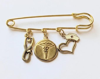 Nurse Safety Pin Brooch, Purse Charm
