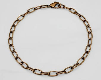 Antique Bronze Oval Link Charm Bracelet Base - D.i.y. - Build Your Charm Bracelet!