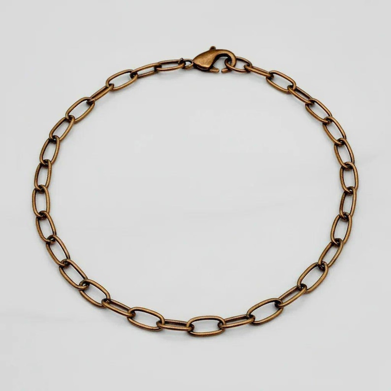 Antique Bronze Steel Oval Link Charm Bracelet Base - D.i.y. - Build Your Charm Bracelet! - - LadybugfeetDesigns -