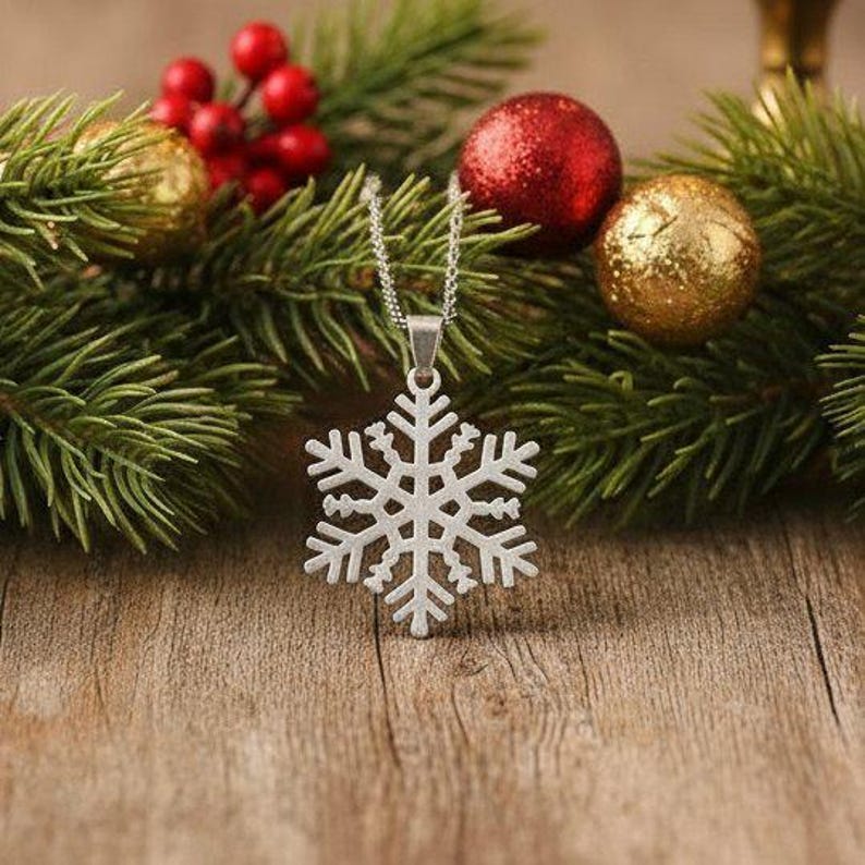 Christmas Necklace, Stainless Steel - 18 inch - Choose Yours! Snowflake