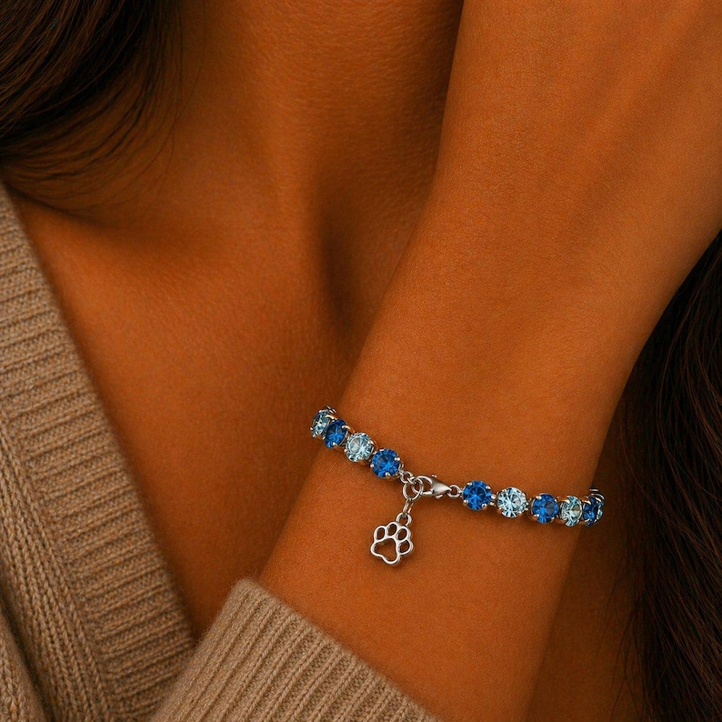 Dog/Cat Paw Faceted Crystal Bracelet - - LadybugfeetDesigns -