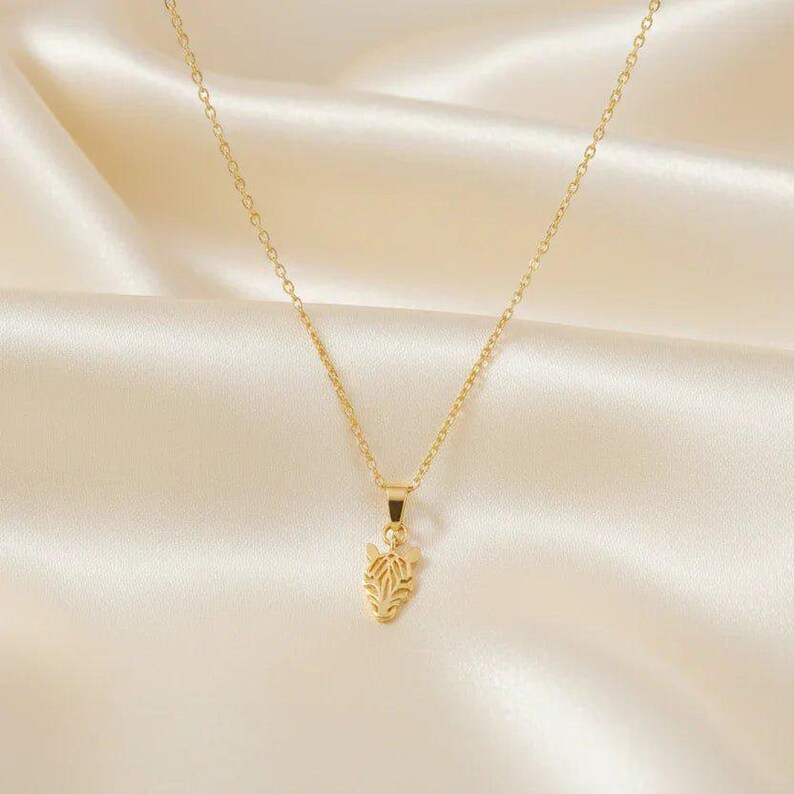 Zebra necklace, Gold - 20 inch - - LadybugfeetDesigns -