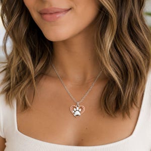 Rustic Paw Print Necklace, 20 inches - Silver - - LadybugfeetDesigns -