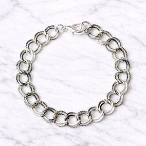 Silver Double Textured Link Charm Bracelet Base - D.i.y. - Build Your Charm Bracelet!
