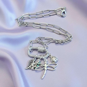 Large Dragonfly, Garden Friends Carabiner Necklace, Silver - Adjusts up to 20 inches - - LadybugfeetDesigns -