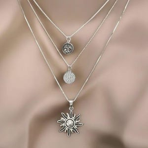 Energy, Power, Positivity Layered Necklace Set, Silver - - LadybugfeetDesigns -