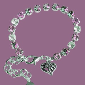 Fancy Filigree Heart Faceted Crystal Bracelet