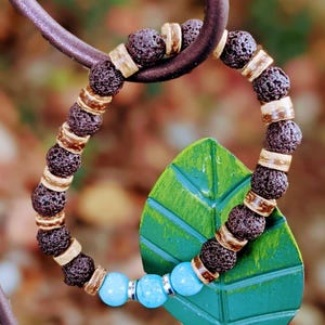 Turquoise Gemstone Lava Bead Stretch bracelet-December Birthstone - - LadybugfeetDesigns -
