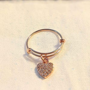 CZ Rose Gold Heart Ring 5-7 - - LadybugfeetDesigns -