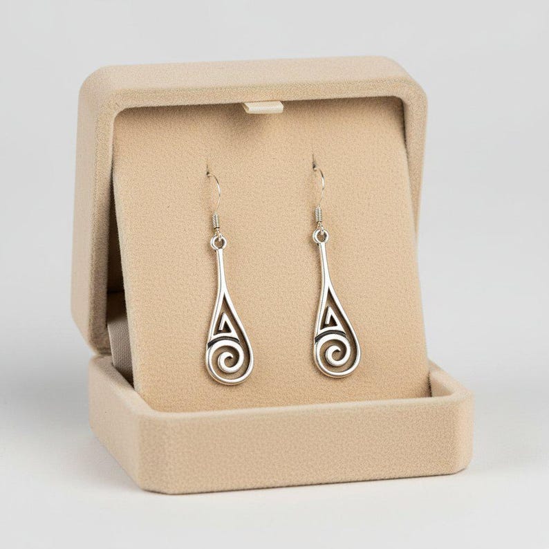 Swirl Drop Sterling Silver Dangle earrings - - LadybugfeetDesigns -
