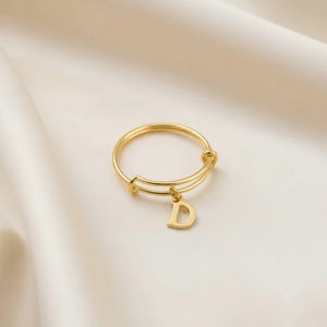 14k Gold Filled Initial Charm Ring/Gift for her - - LadybugfeetDesigns -