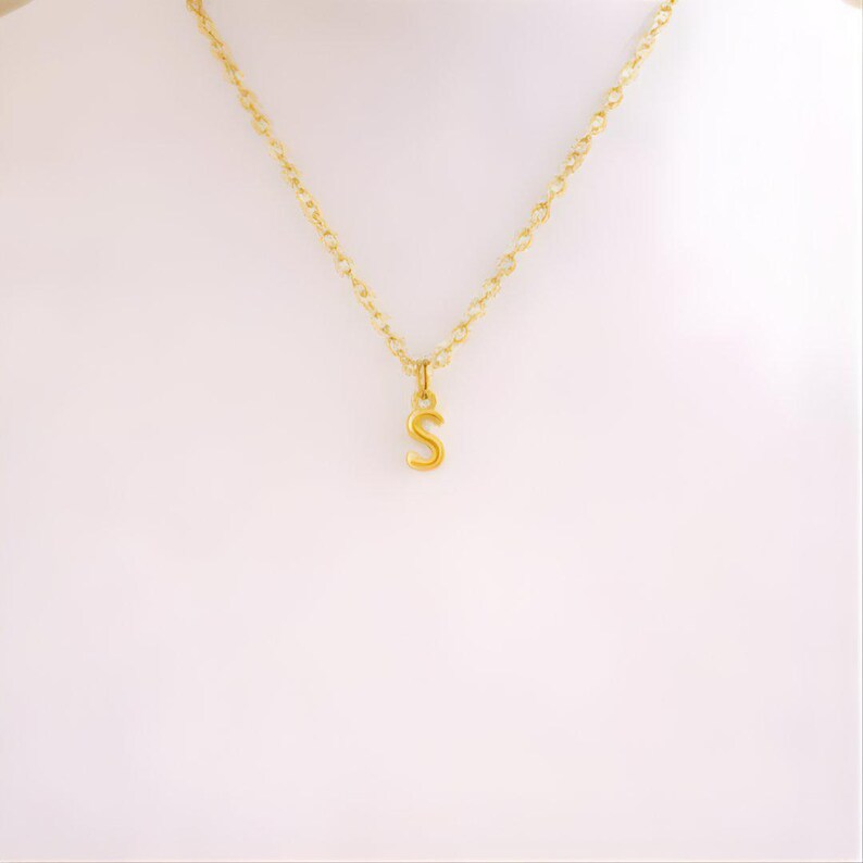 Mini Bubble Initial Necklace - Gold- 20 inch - - LadybugfeetDesigns -