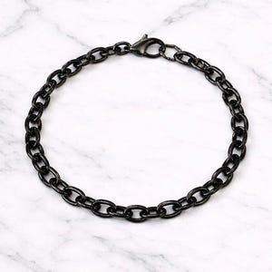 Black Stainless Steel Oval Link Charm Bracelet Base - D.i.y. - Build Your Charm Bracelet! - - LadybugfeetDesigns -