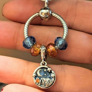 Sleeping Under the Stars Sterling Silver Toggle Charm Necklace, 20 inches - - LadybugfeetDesigns -