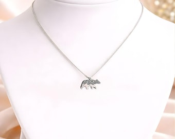 Celestial Bear Pendant charm necklace, Sterling Silver - 22 inch