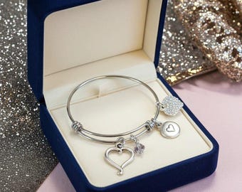 Child's Birthstone Heart Bangle