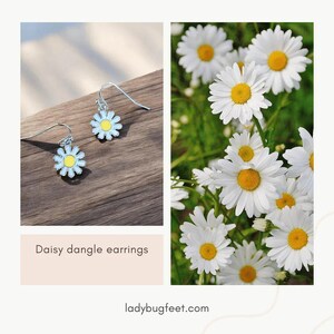 Daisy dangle earrings - - LadybugfeetDesigns -